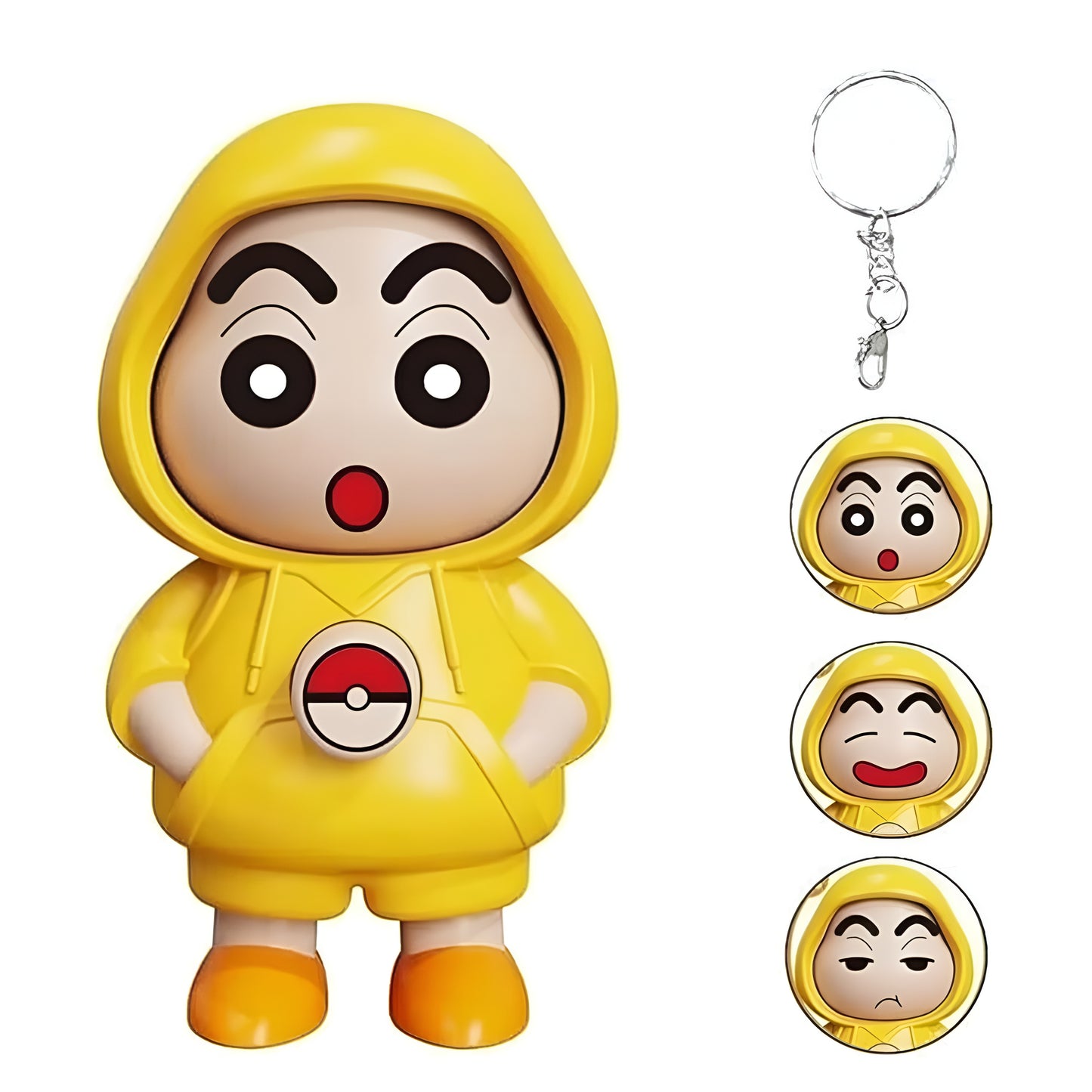 JMS Shinchan Face Changing Keychain with 3 Expressions Cute Action Figure Key Chain