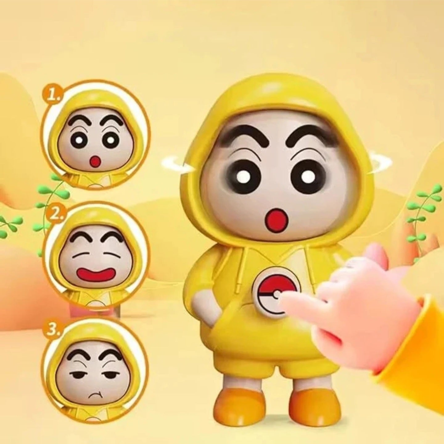 JMS Shinchan Face Changing Keychain with 3 Expressions Cute Action Figure Key Chain