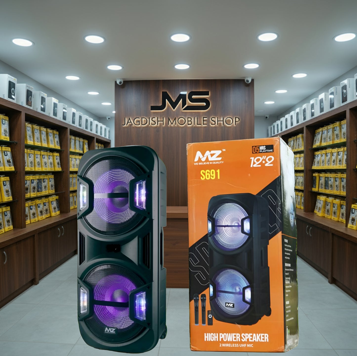 MZ S691 WIRELESS BLUETOOTH SPEAKER Big Size 12*2 With 2 UHF Mic