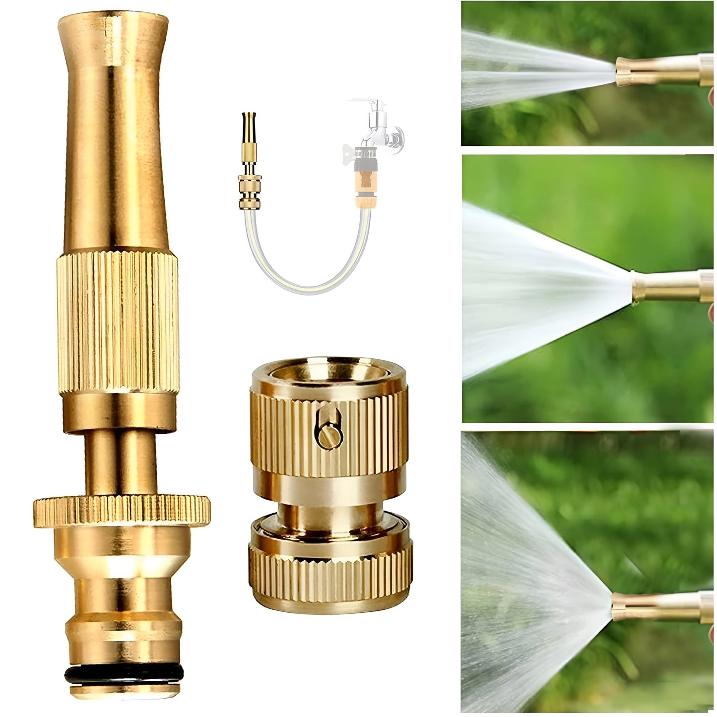 JMS Brass Nozzle Water Spray Gun Adjustable Twist Jet Hose Powerful Pressure Booster Washer Multipurpose for Gardening & Washing Care Bike Baby Bath Garden Toys - 1 Pc