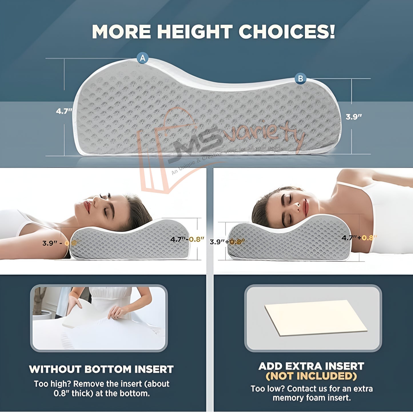JMS Cervical Pillow for Neck Pain & Shoulder Pain Relief-Memory Foam Pillow for Sleeping-Orthopedic Pillow for Spondylitis-Ortho Neck Support Contour Medical Pillow (White)