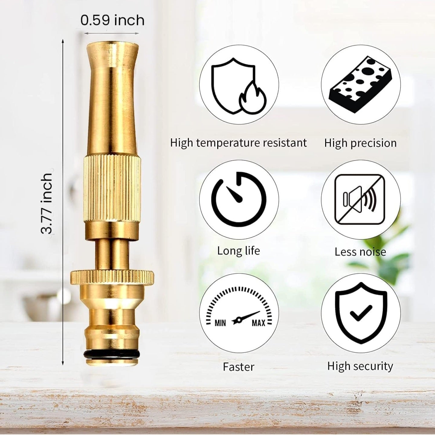 JMS Brass Nozzle Water Spray Gun Adjustable Twist Jet Hose Powerful Pressure Booster Washer Multipurpose for Gardening & Washing Care Bike Baby Bath Garden Toys - 1 Pc