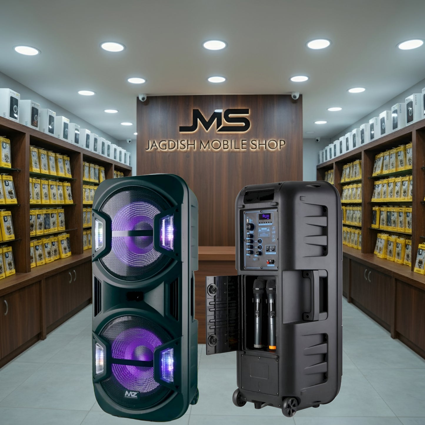 MZ S691 WIRELESS BLUETOOTH SPEAKER Big Size 12*2 With 2 UHF Mic