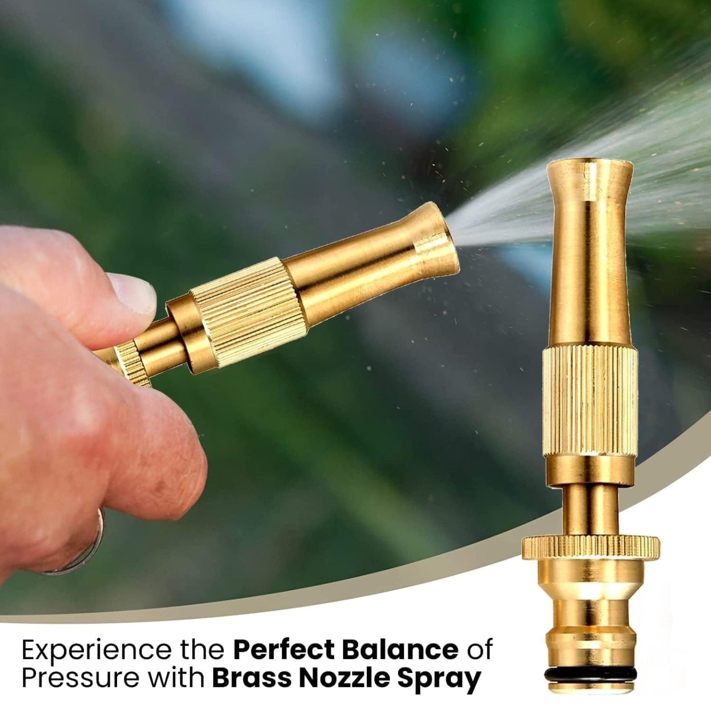 JMS Brass Nozzle Water Spray Gun Adjustable Twist Jet Hose Powerful Pressure Booster Washer Multipurpose for Gardening & Washing Care Bike Baby Bath Garden Toys - 1 Pc