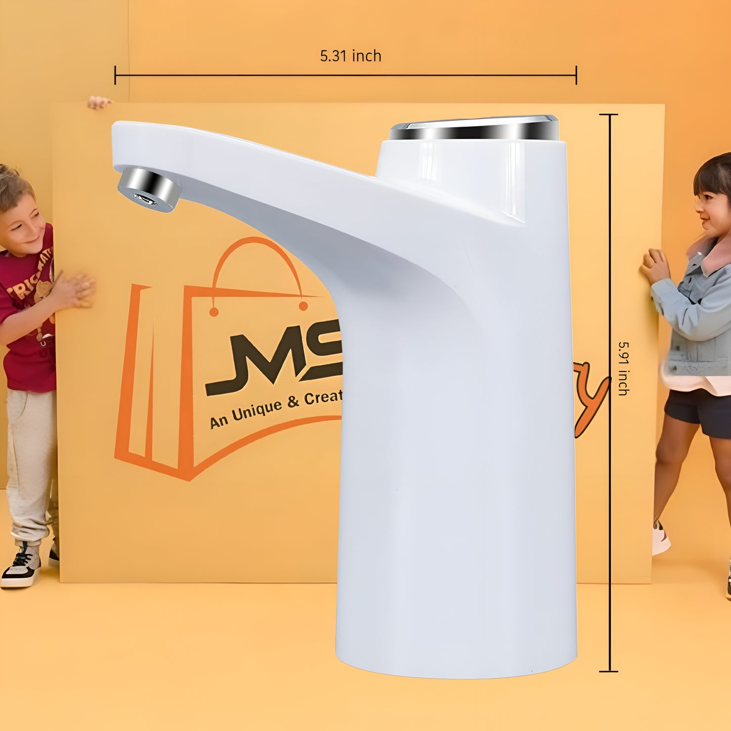 JMS Electric Water Dispenser & Oil Dispenser, Portable Water Bottle Pump for 5 Gallon Bottle, Quantitative Pumping, USB Charging, Fast Water, Low Noise, for Home, Office and Outdoor, White